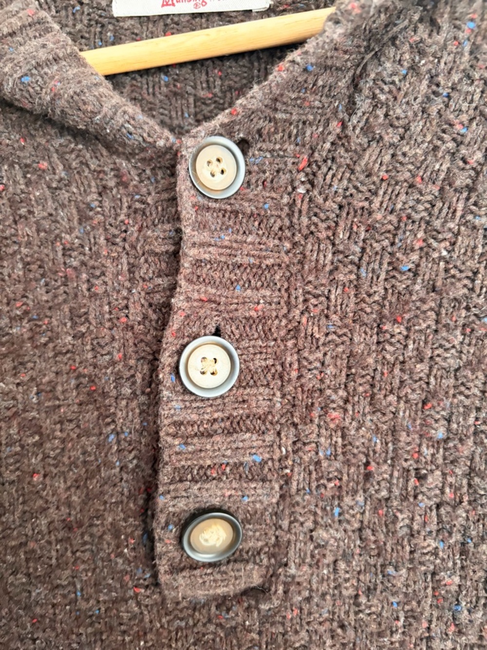 Vintage 90s - Textured Knit Hoodie Sweater - Penguin Munsingwear - Size L - Picture 6 of 6